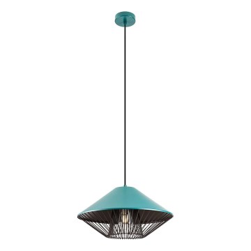 Redo 01-3006 - Висящ полилей на кабел GRILL 1xE27/42W/230V Ø 39,6 см черен/тюркоазен