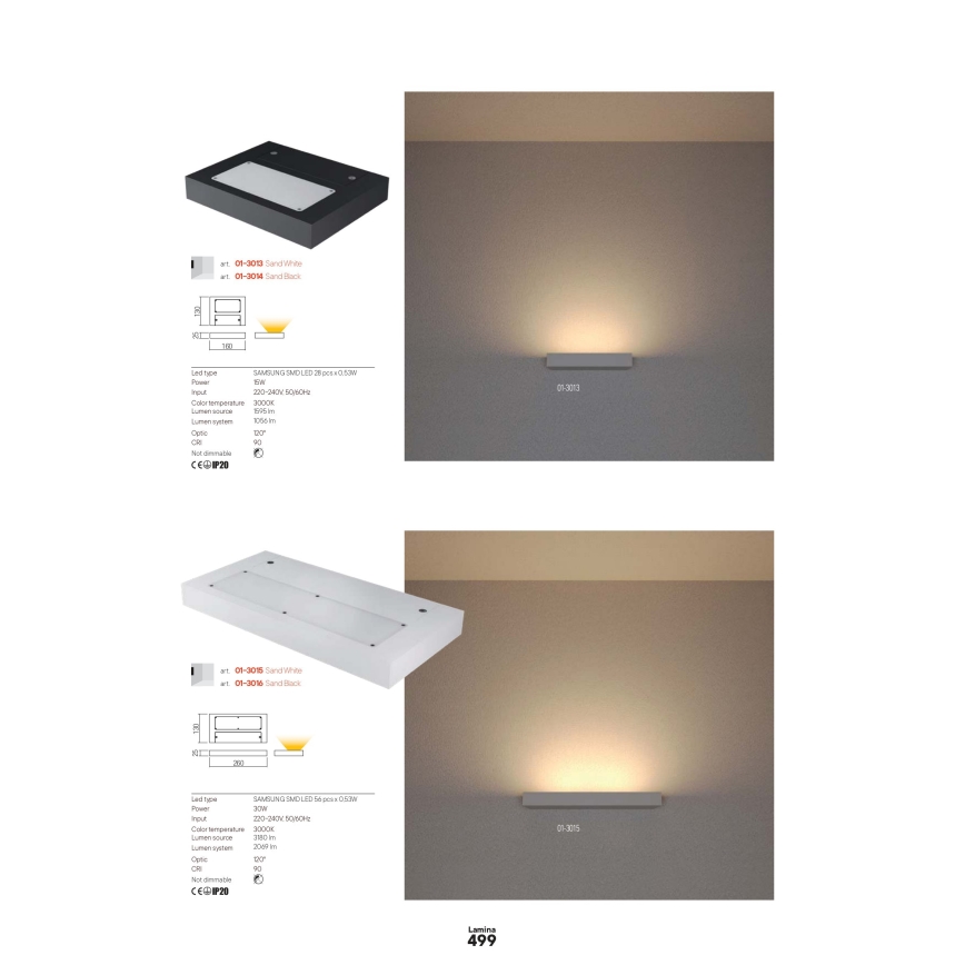 Redo 01-3016 - LED стенен аплик LAMINA 2xLED/15W/230V CRI 90 черен