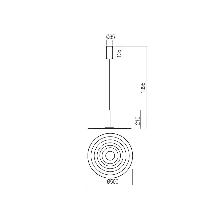 Redo 01-3044 - LED полилей на кабел LAKE LED/13W/230V CRI 90 Ø 50 см бял