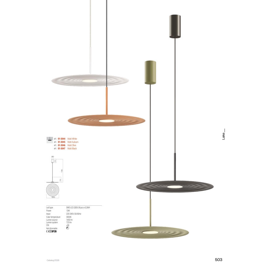 Redo 01-3045 - LED полилей на кабел LAKE LED/13W/230V CRI 90 Ø 50 см оранжев