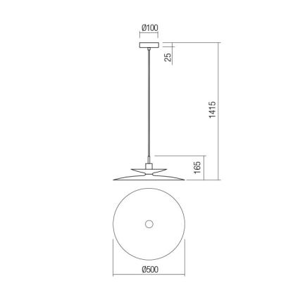Redo 01-3051 - Пендел на кабел GUNNAR 1xE27/42W/230V Ø 50 см, черен