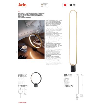 Redo 01-3062 - LED Димируем лампион ADO LED/24W/230V златист