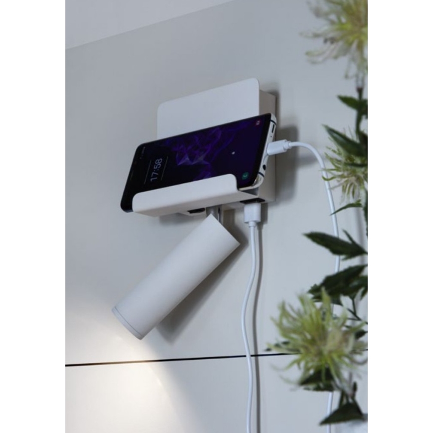Redo 01-3083 - LED Стенен спот PANEL LED/3,5W/230V USB бял