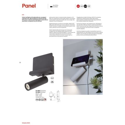 Redo 01-3083 - LED Стенен спот PANEL LED/3,5W/230V USB бял