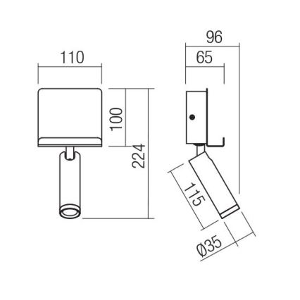 Redo 01-3084 - LED Стенен спот PANEL LED/3,5W/230V USB черен