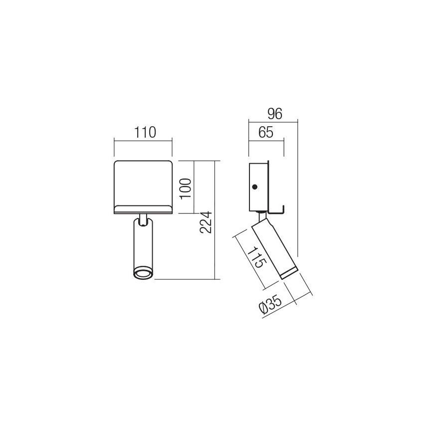 Redo 01-3084 - LED Стенен спот PANEL LED/3,5W/230V USB черен
