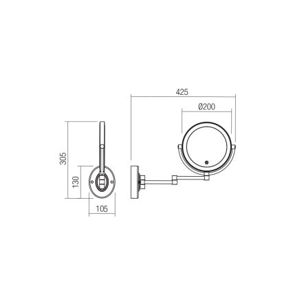 Redo 01-3088 - LED Димируем докосване козметично огледало SELFIE LED/7W/230V 3000/4000/6000K черен