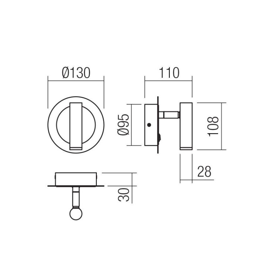 Redo 01-3090 - LED Стенен спот CLOSER LED/6W/230V черен