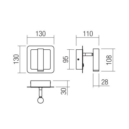 Redo 01-3092 - LED Стенен спот CLOSER LED/6W/230V черен
