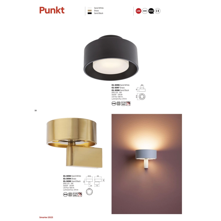 Redo 01-3097 - LED Плафониера PUNKT LED/6W/230V месинг