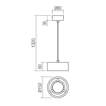 Redo 01-3101 - LED Пендел PUNKT LED/6W/230V Ø 15 см черен