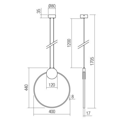 Redo 01-3106 - LED Пендел ATOM LED/11W/230V Ø 40 cm