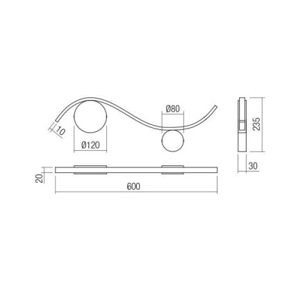 Redo 01-3109 - LED аплик WAVE LED/9W/230V месинг