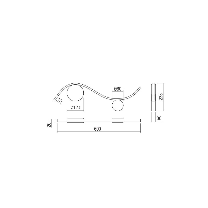 Redo 01-3110 - LED аплик WAVE LED/9W/230V черен