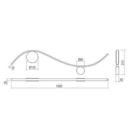 Redo 01-3113 - LED аплик WAVE LED/11W/230V черен