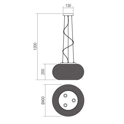 Redo 01-3140 - Пендел CROKET 3xE27/42W/230V Ø 40 см златист