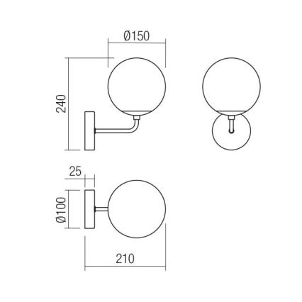 Redo 01-3147 - Аплик BOWLING 1xE27/42W/230V златист