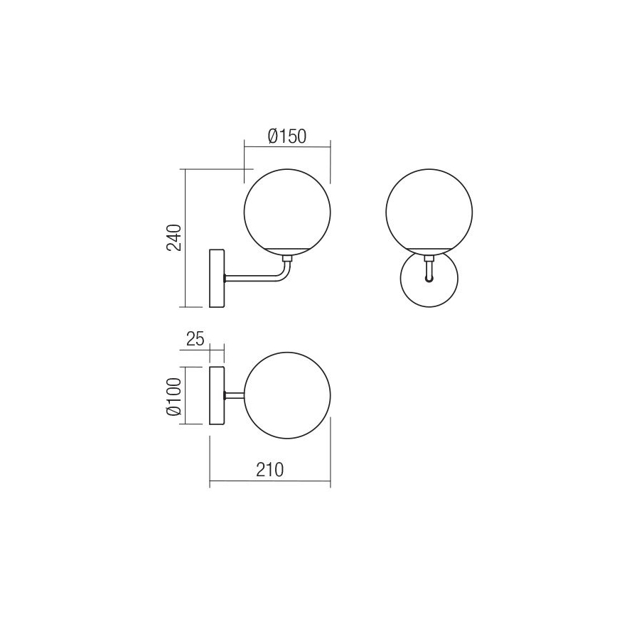 Redo 01-3147 - Аплик BOWLING 1xE27/42W/230V златист