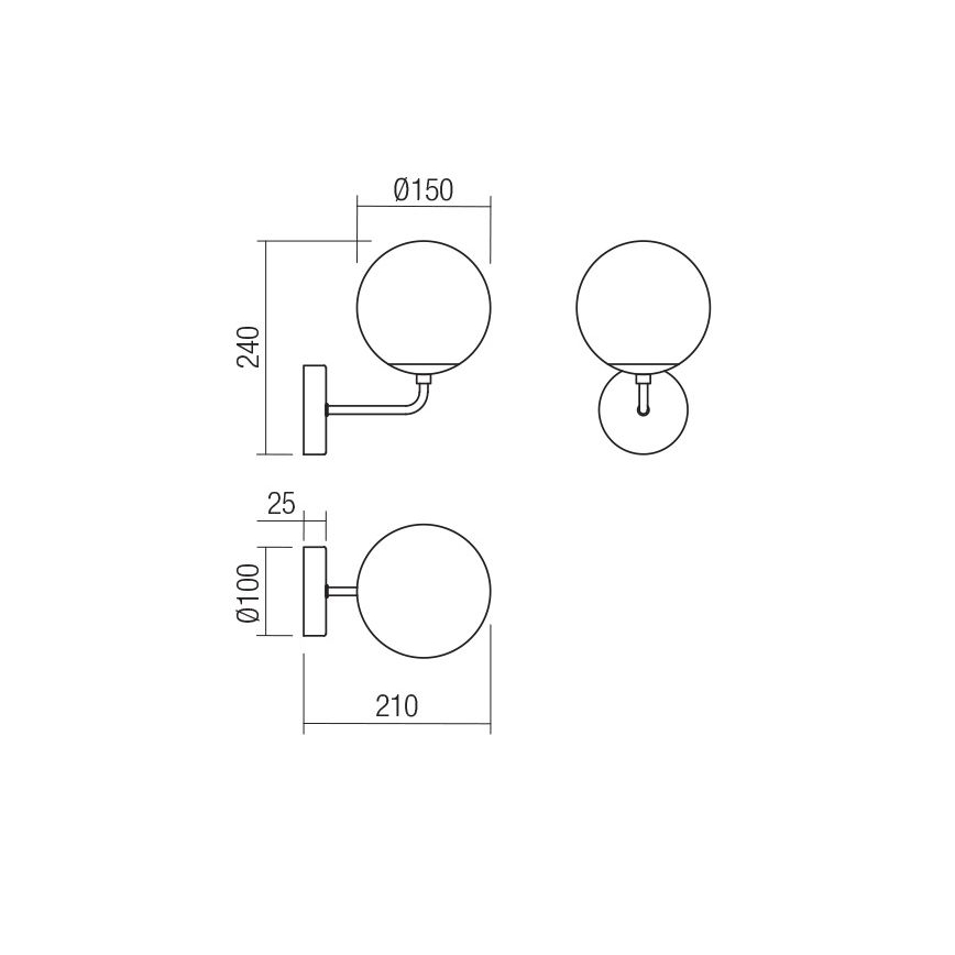 Redo 01-3148 - Аплик BOWLING 1xE27/42W/230V черен