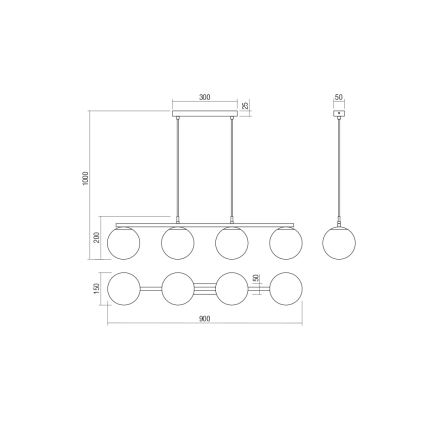 Redo 01-3155 - Пендел BOWLING 4xE27/42W/230V златист