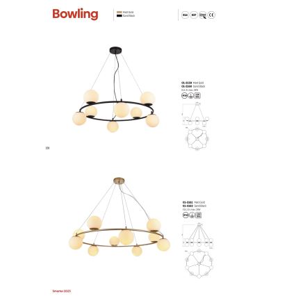 Redo 01-3158 - Пендел BOWLING 6xE14/28W/230V черен