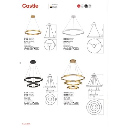 Redo 01-3172 - LED Димируем пендел CASTLE LED/36W/230V златист