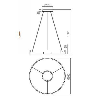 Redo 01-3172 - LED Димируем пендел CASTLE LED/36W/230V златист