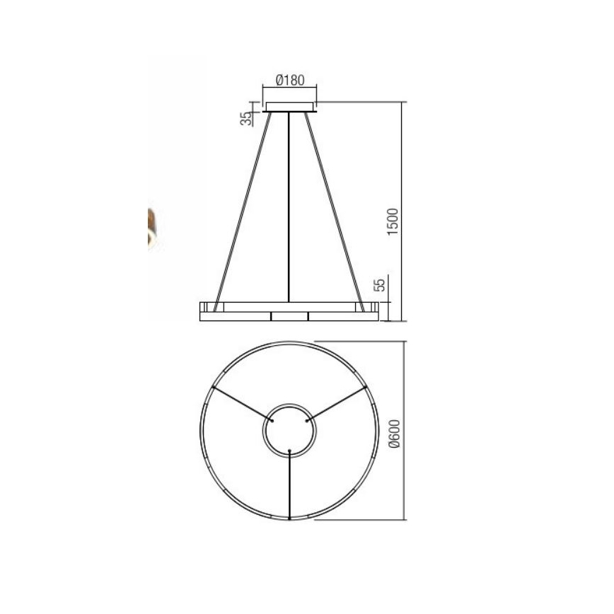 Redo 01-3172 - LED Димируем пендел CASTLE LED/36W/230V златист