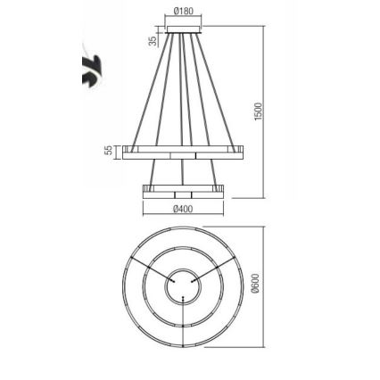 Redo 01-3178 - LED Димируем пендел CASTLE LED/60W/230V златист