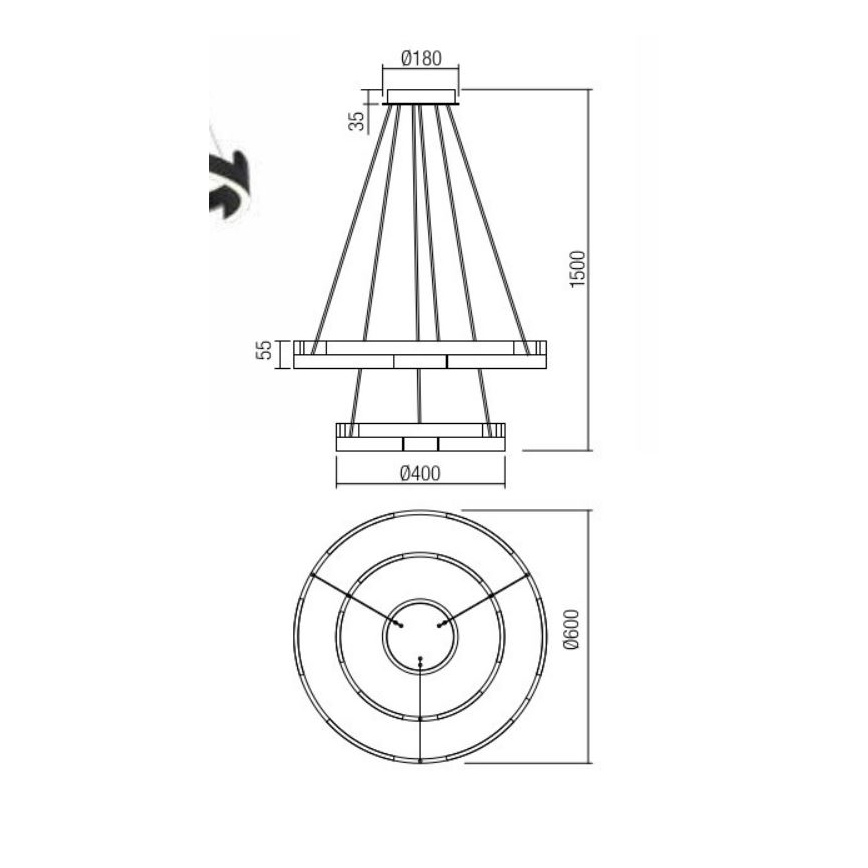 Redo 01-3178 - LED Димируем пендел CASTLE LED/60W/230V златист
