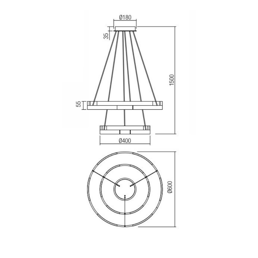 Redo 01-3179 - LED Димируем пендел CASTLE LED/60W/230V черен