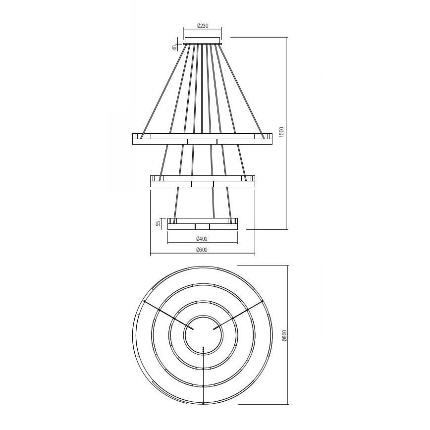 Redo 01-3181 - LED Димируем пендел CASTLE LED/80W/230V златист