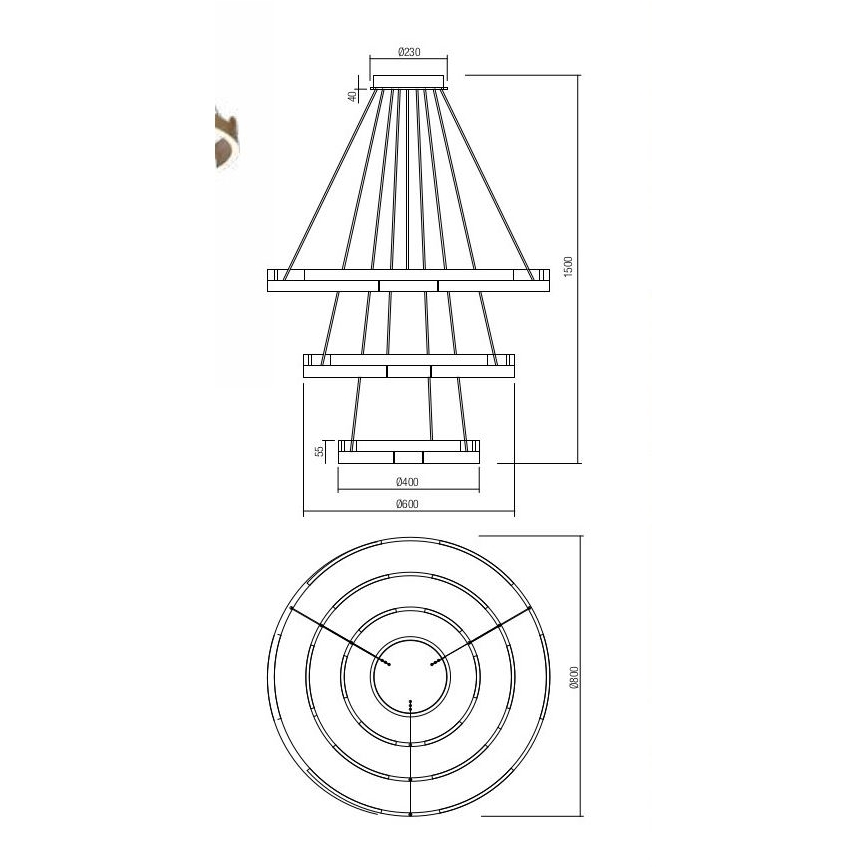 Redo 01-3182 - LED Димируем пендел CASTLE LED/80W/230V черен