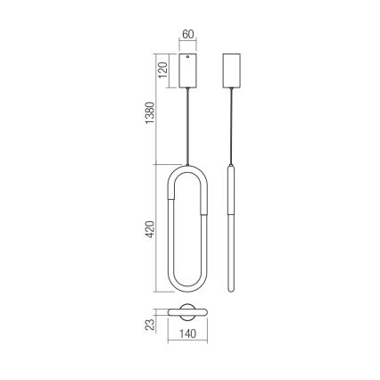 Redo 01-3183 - LED Димируем пендел LATIUM LED/9W/230V месинг