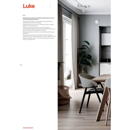 Redo 01-3196 - Пендел LUKE 1xE27/42W/230V Ø 17 см черен