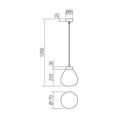 Redo 01-3196 - Пендел LUKE 1xE27/42W/230V Ø 17 см черен