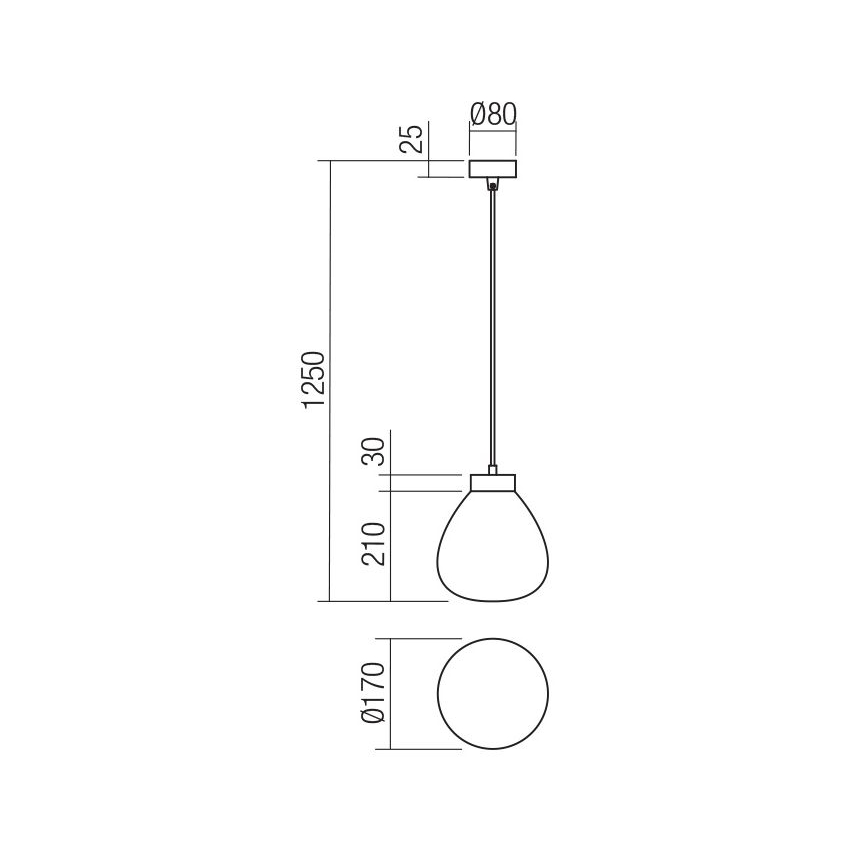 Redo 01-3196 - Пендел LUKE 1xE27/42W/230V Ø 17 см черен