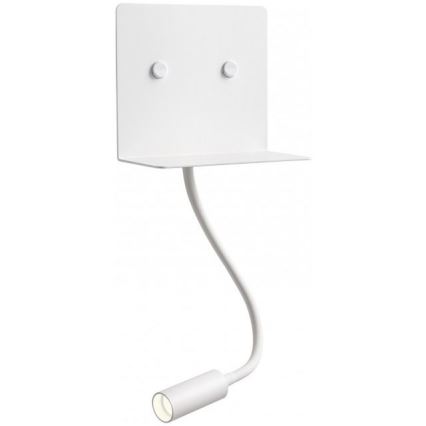 Redo 01-3210 - LED аплик с flexible малко лампа MOKA LED/6W + LED/3W/230V USB CRI90 бял