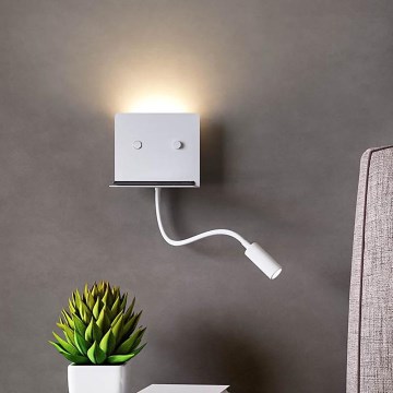 Redo 01-3210 - LED аплик с flexible малко лампа MOKA LED/6W + LED/3W/230V USB CRI90 бял