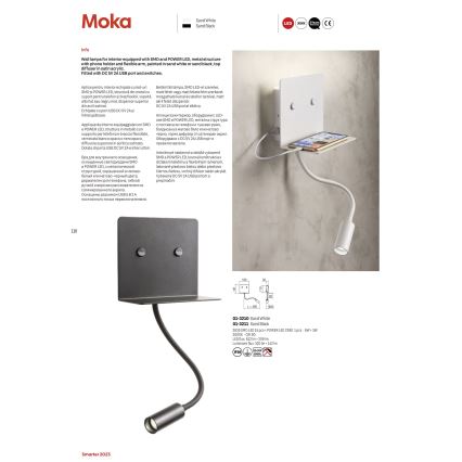 Redo 01-3211 - LED аплик с flexible малко лампа MOKA LED/6W + LED/3W/230V USB CRI90 черен