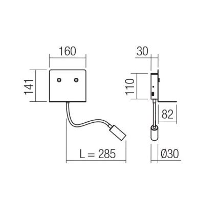 Redo 01-3211 - LED Стенен спот MOKA LED/6W + LED/3W/230V USB CRI90 черен