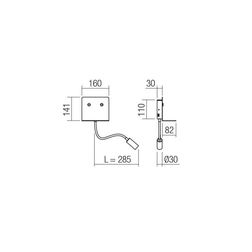 Redo 01-3211 - LED аплик с flexible малко лампа MOKA LED/6W + LED/3W/230V USB CRI90 черен