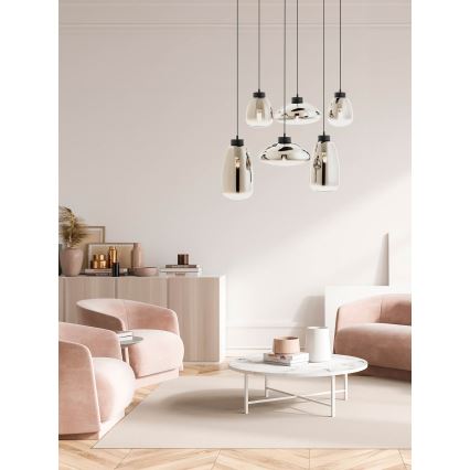 Redo 01-3212 - Пендел LUKE 6xE27/42W/230V черен