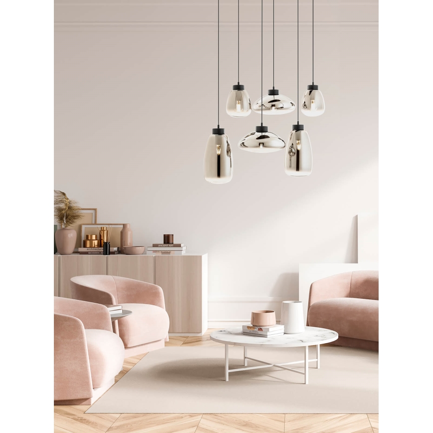 Redo 01-3212 - Пендел LUKE 6xE27/42W/230V черен