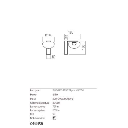 Redo 01-3241 - LED аплик SINCLAIR LED/6,5W/230V CRI 93 IP21 златист