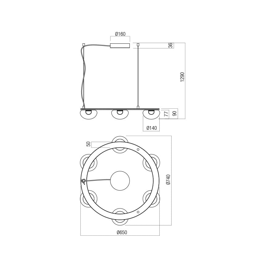 Redo 01-3248- LED Димируем пендел SINCLAIR LED/37,2W/230V CRI 93 IP21 черен