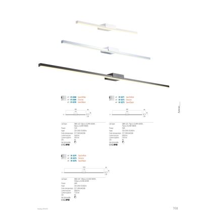 Redo 01-3268 - LED Лампа за огледало в баня ASTON LED/12W/230V 60 см CRI 90 IP44 бял