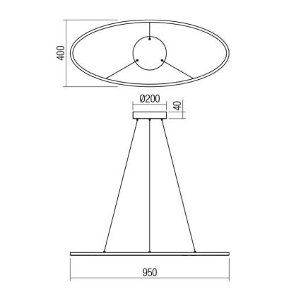 Redo 01-3338 - Димируем полилей на кабел LEO LED/48W/230V 3000/4000K CRI 90 40x95 см бронзов