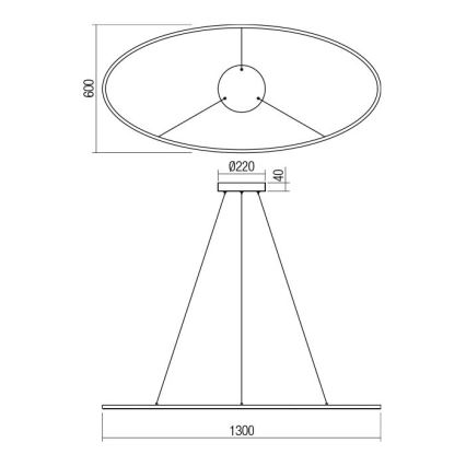 Redo 01-3340 - LED димируем полилей на кабел LEO LED/67W/230V 3000/4000K CRI 90 60x130 cm бял