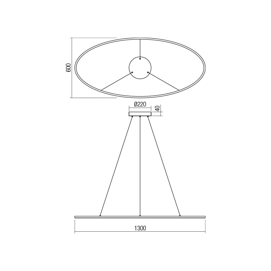 Redo 01-3340 - LED димируем полилей на кабел LEO LED/67W/230V 3000/4000K CRI 90 60x130 cm бял